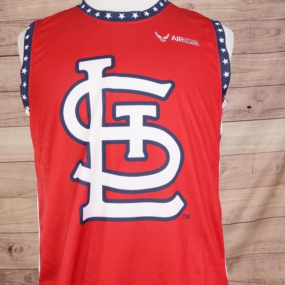 St. Louis Cardinals Jersey XL Red Sleeveless Tank MLB Baseball SGA Patriotic